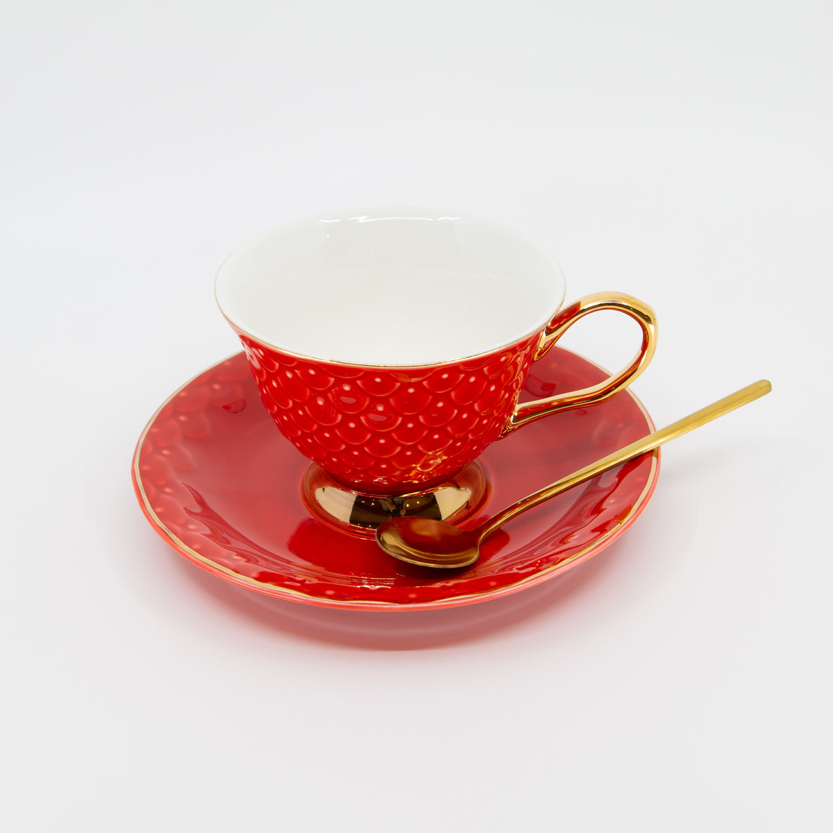 Tea Cup & Saucer - Red / Gold