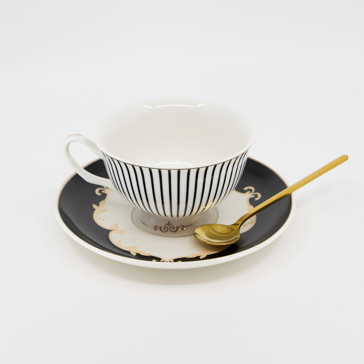 Tea Cup & Saucer - Royal Black Stripe
