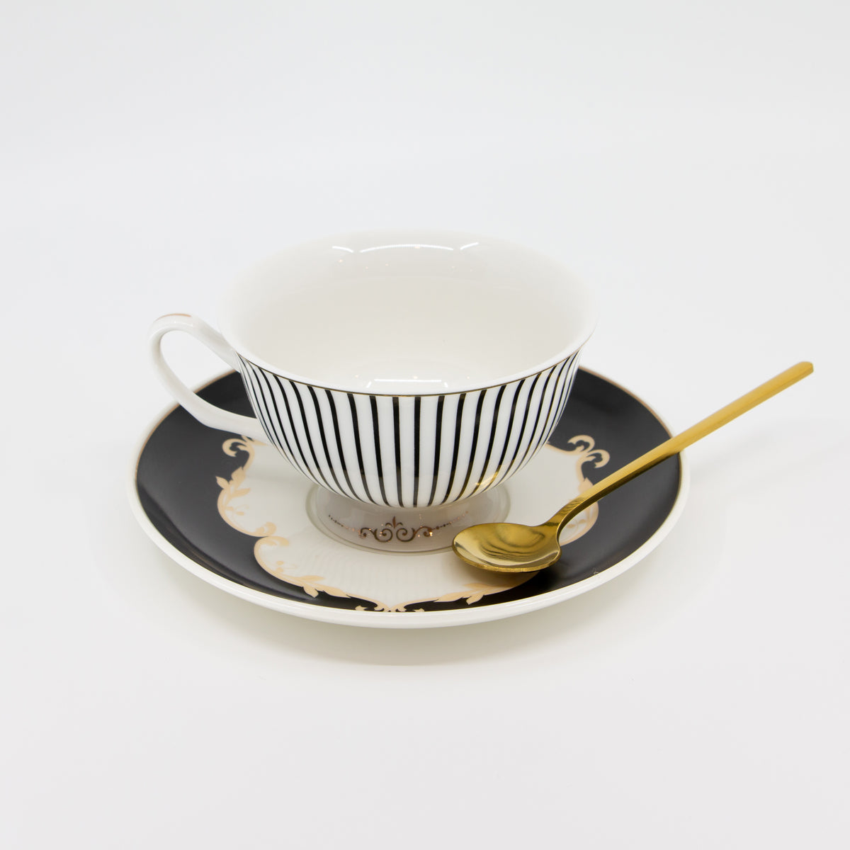 2 Tea Canister and Tea Cup gift box- Black Stripe