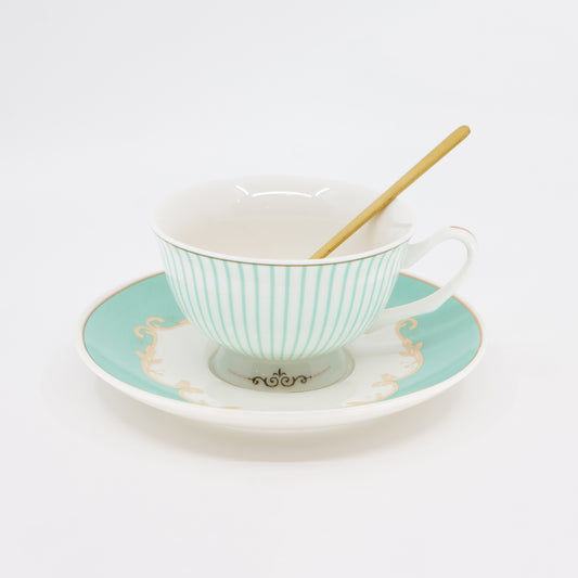 Tea Cup & Saucer - Tiffany Blue Stripe